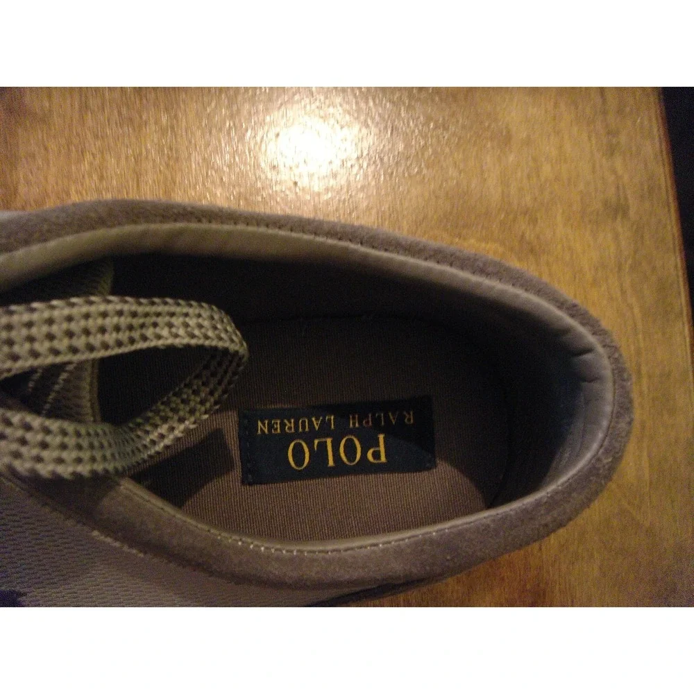 Mens Polo By ralph Lauren Faxon low 12D gray grey‎ suede accent shoes